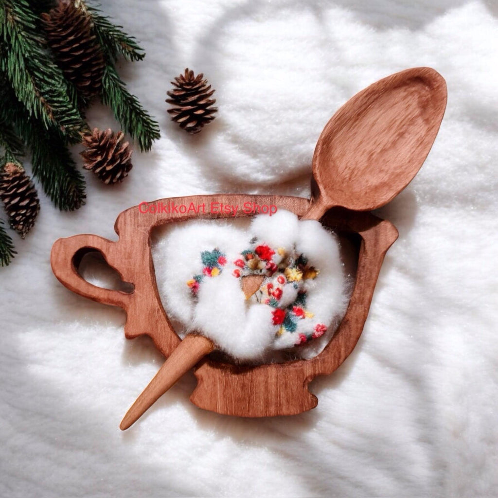 Spilla in legno per scialle - Tazza Thé