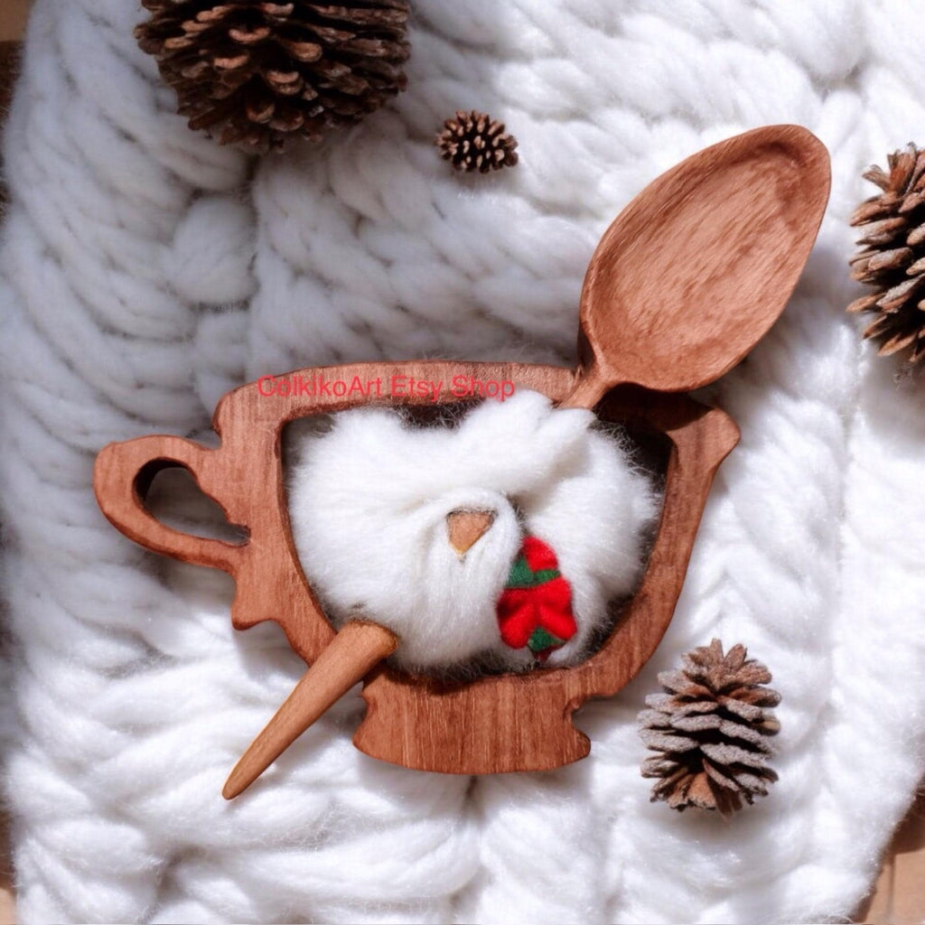 Spilla in legno per scialle - Tazza Thé