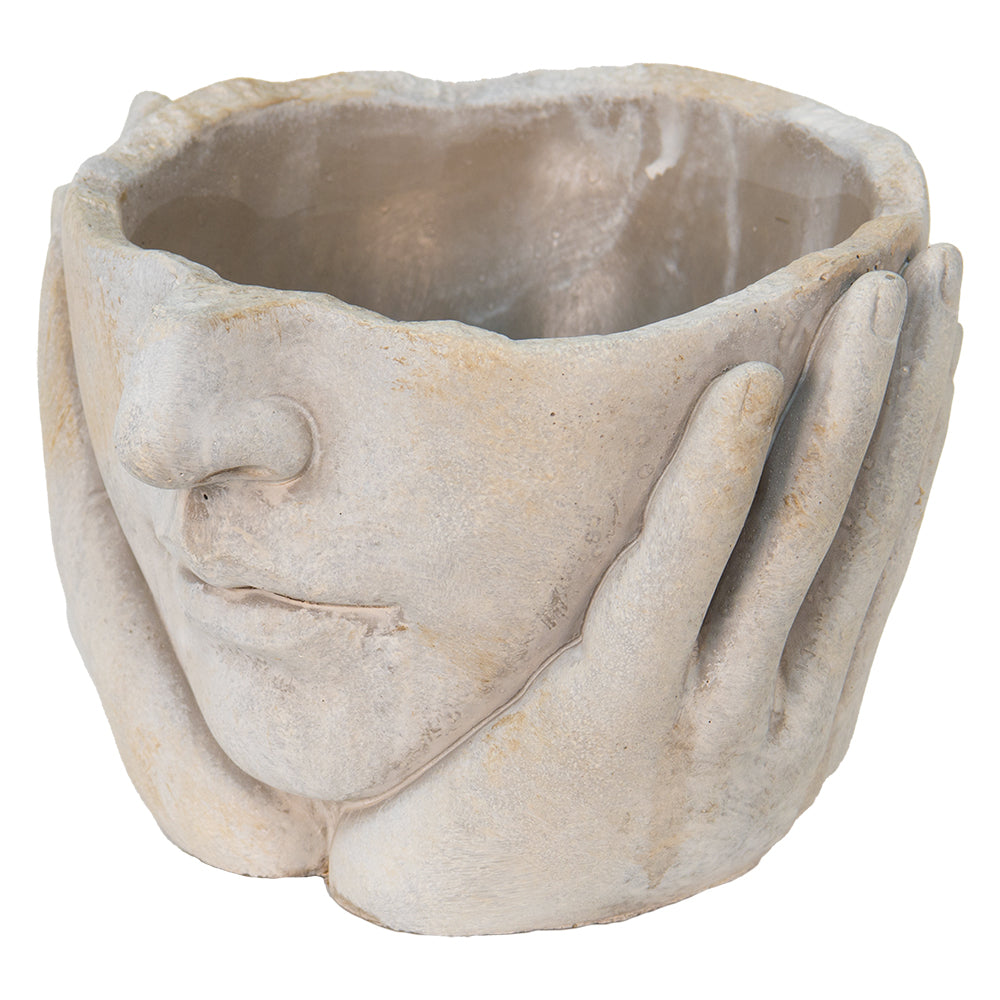 Vaso per piante Testa Ø 15x13 cm Grigio/Beige