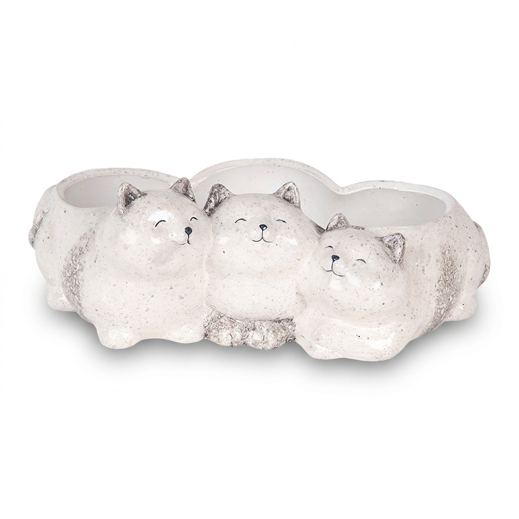 Vaso di fiori Gatti 27x16x10 cm Grigio Ceramica
