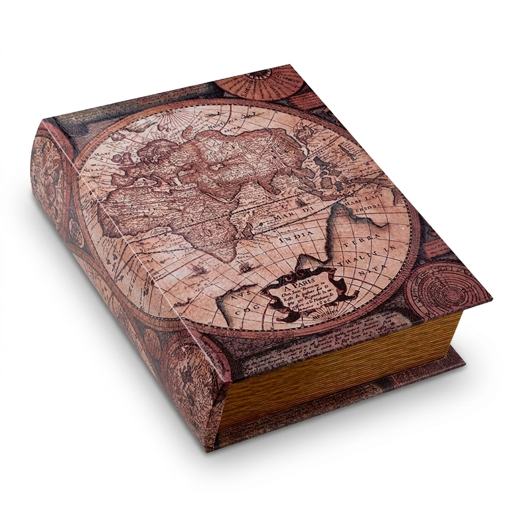 Scatola di archiviazione in legno mondo 17x12x4 cm