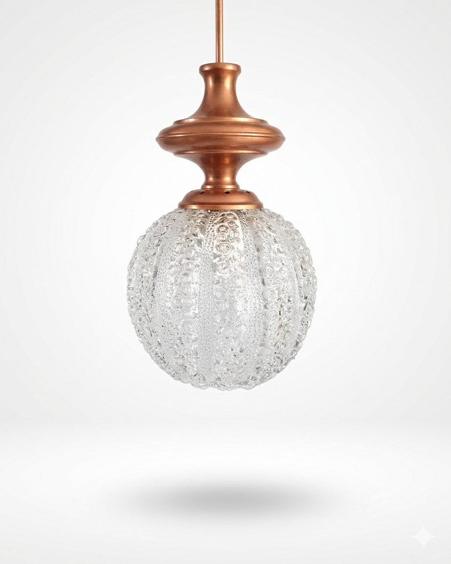 Lampadario a globo con vetro serigrafato