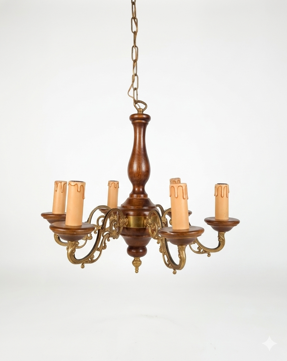 Lampadario italiano vintage a 6 braccia