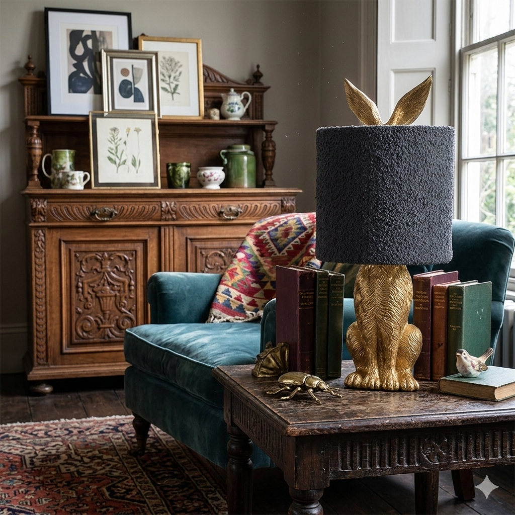 Lampada da tavolo Coniglio Ø 20x43 cm Color oro Poliresina