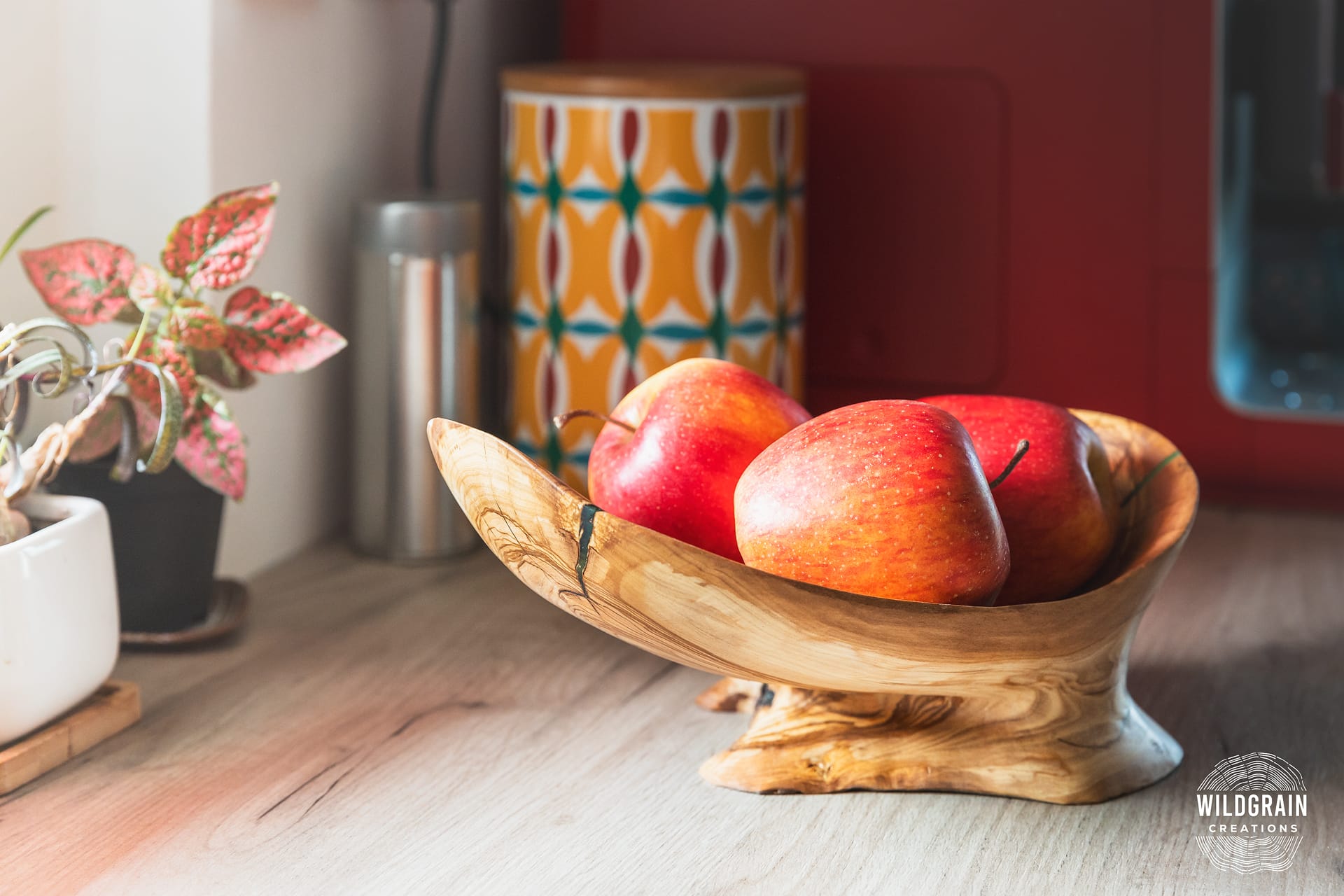 Portafrutta in radica di ulivo