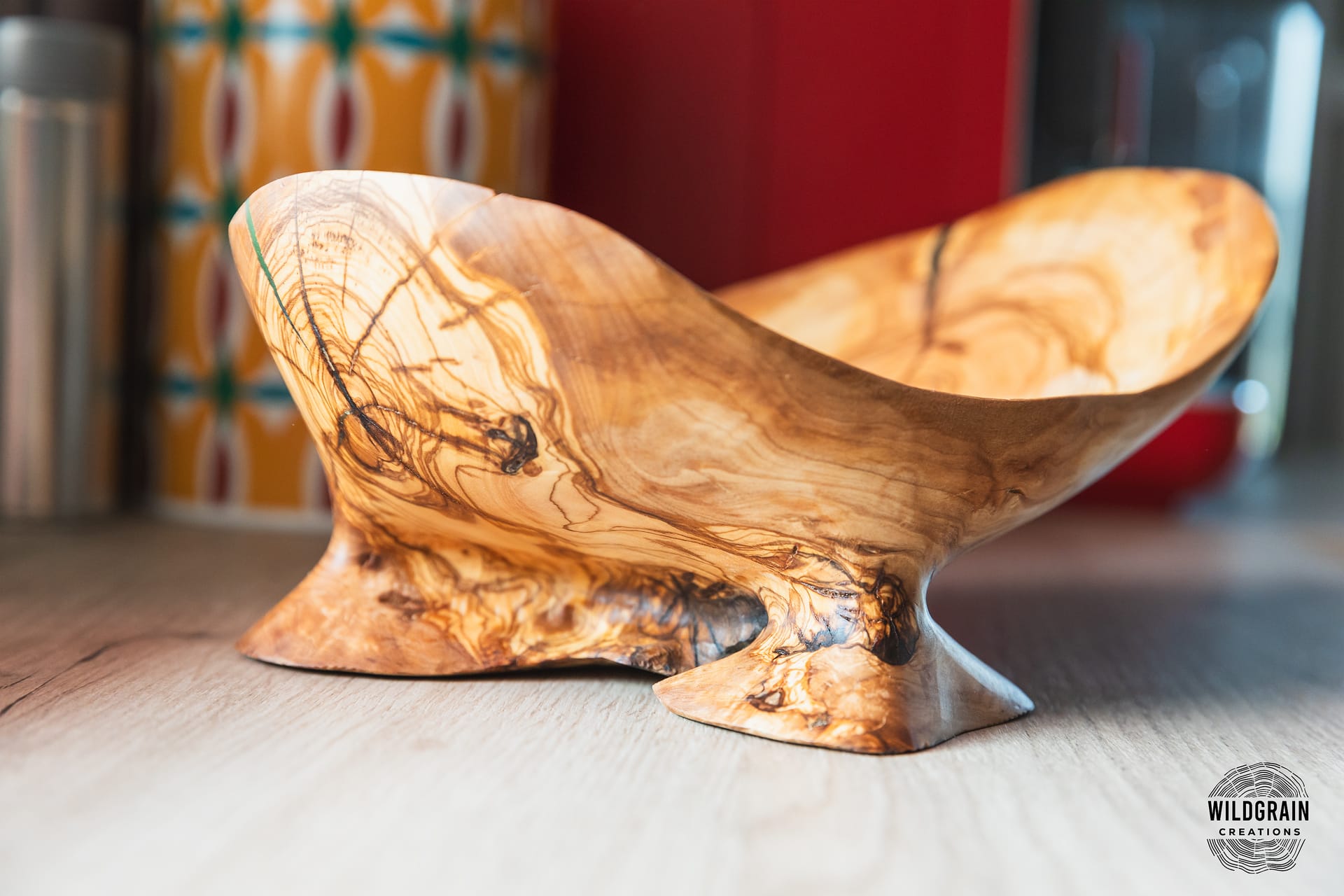 Portafrutta in radica di ulivo