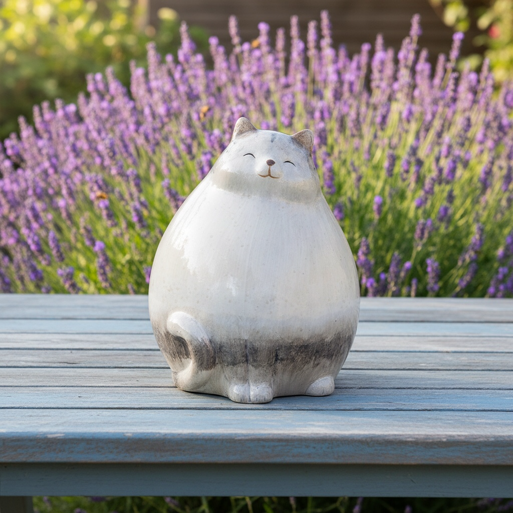 Statuetta decorativa gatto grigio 14x13x18 cm