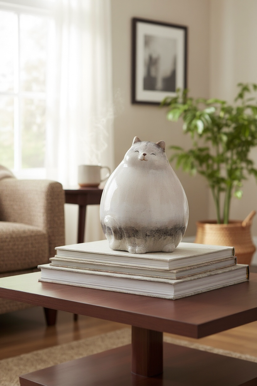 Statuetta decorativa gatto grigio 14x13x18 cm