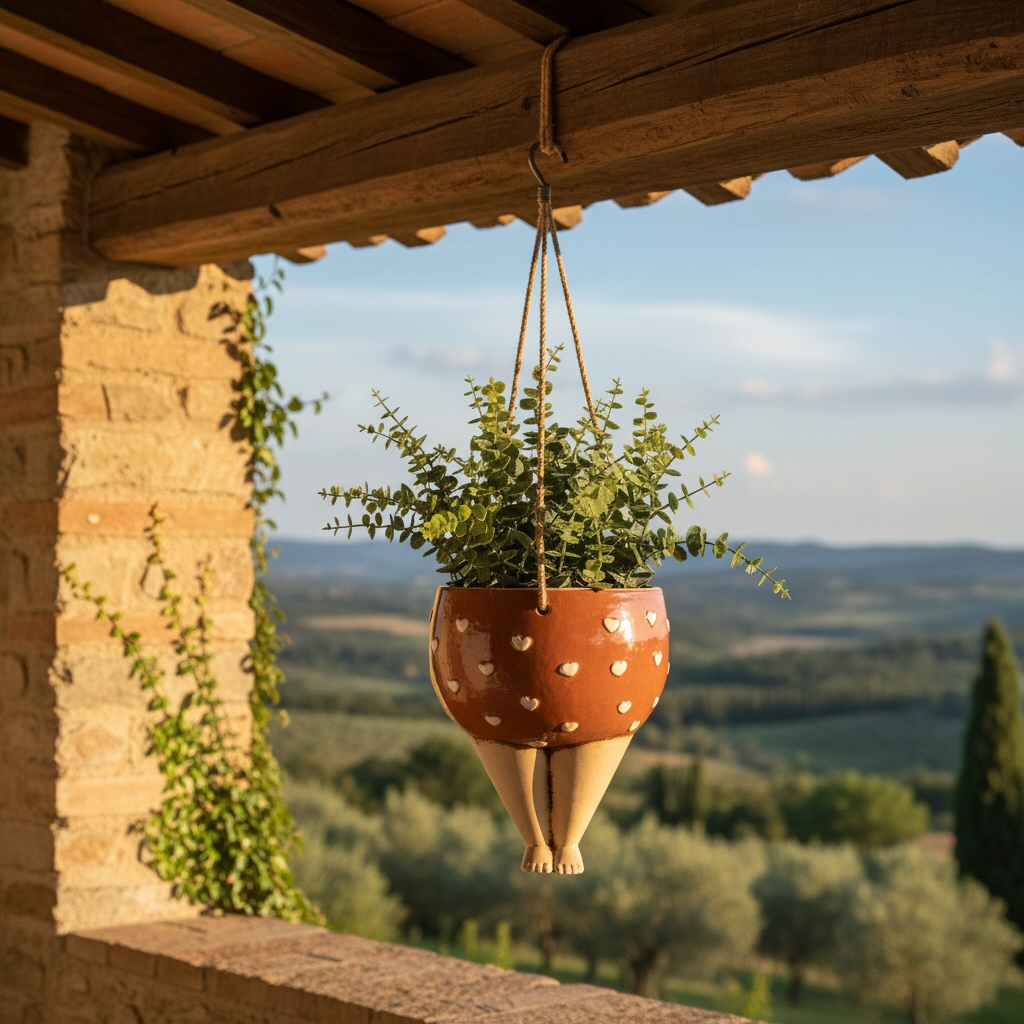 Hanging flowerpot with legs 17x15x20 cm