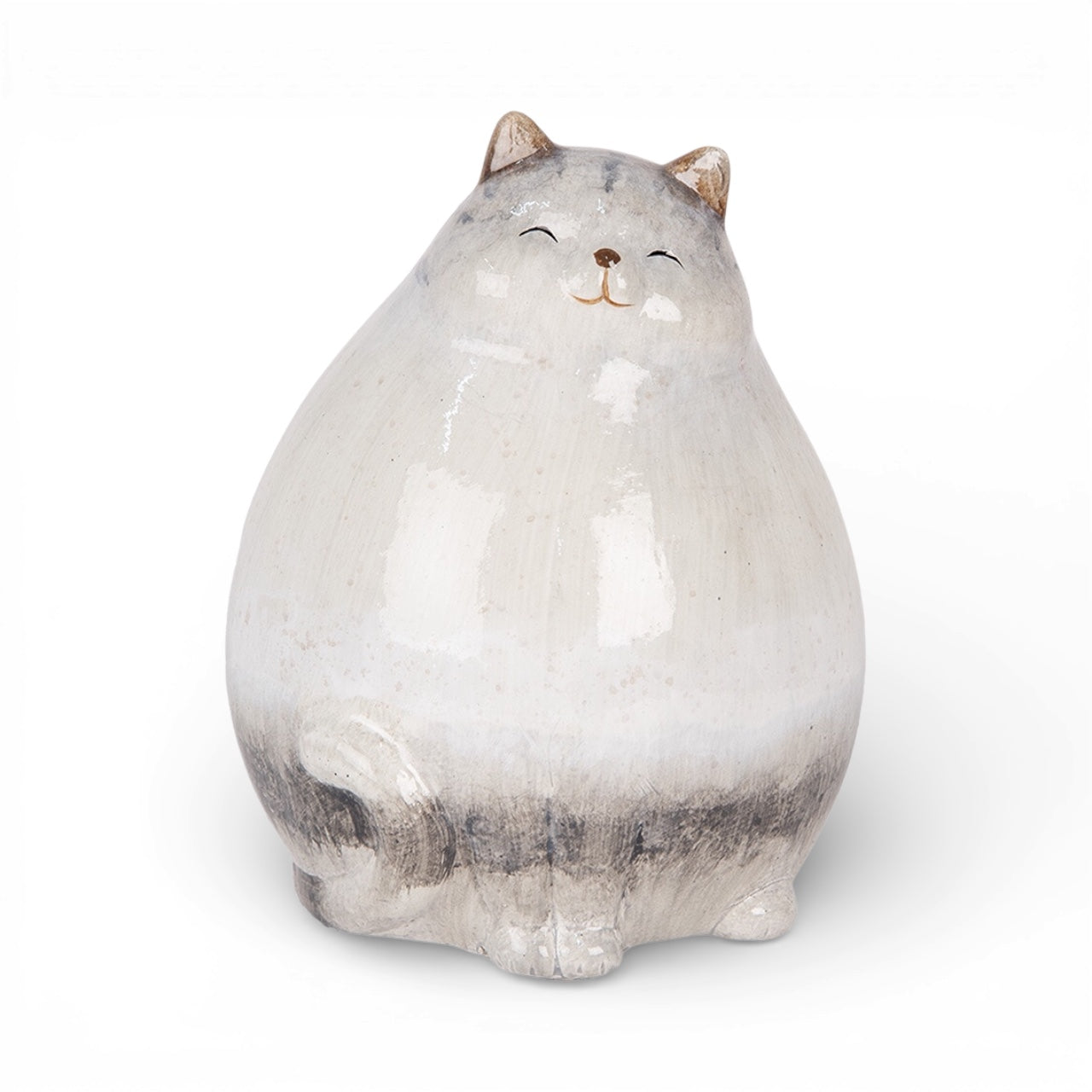 Statuetta decorativa gatto grigio 14x13x18 cm