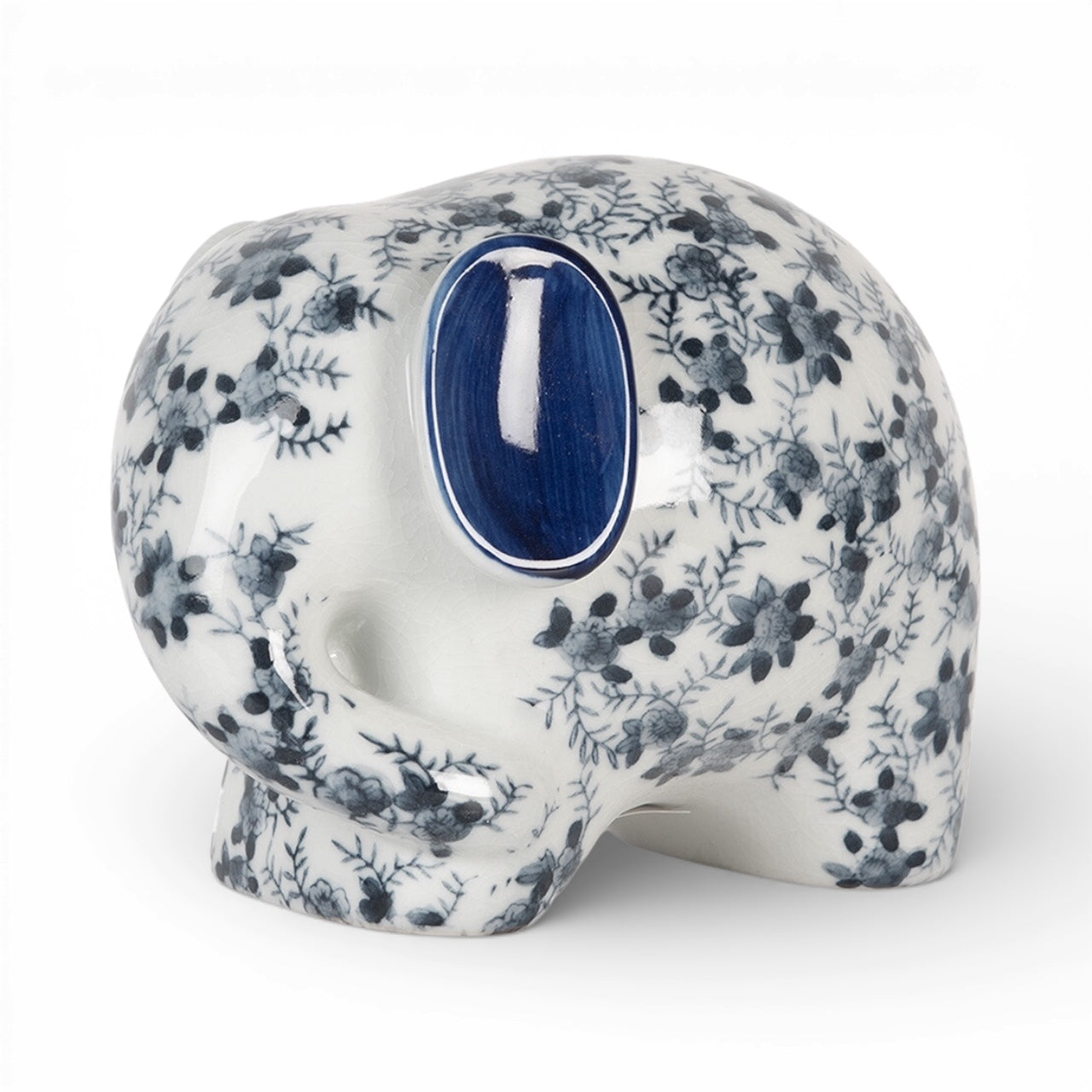 Statuetta decorativa elefante bianco e blu 20x14x15cm