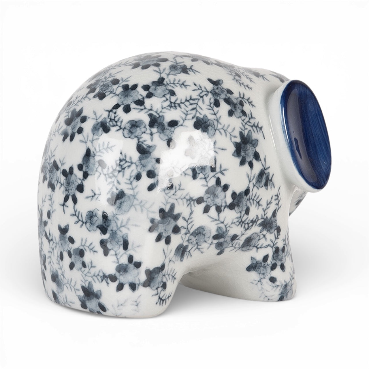 Statuetta decorativa elefante bianco e blu 20x14x15cm