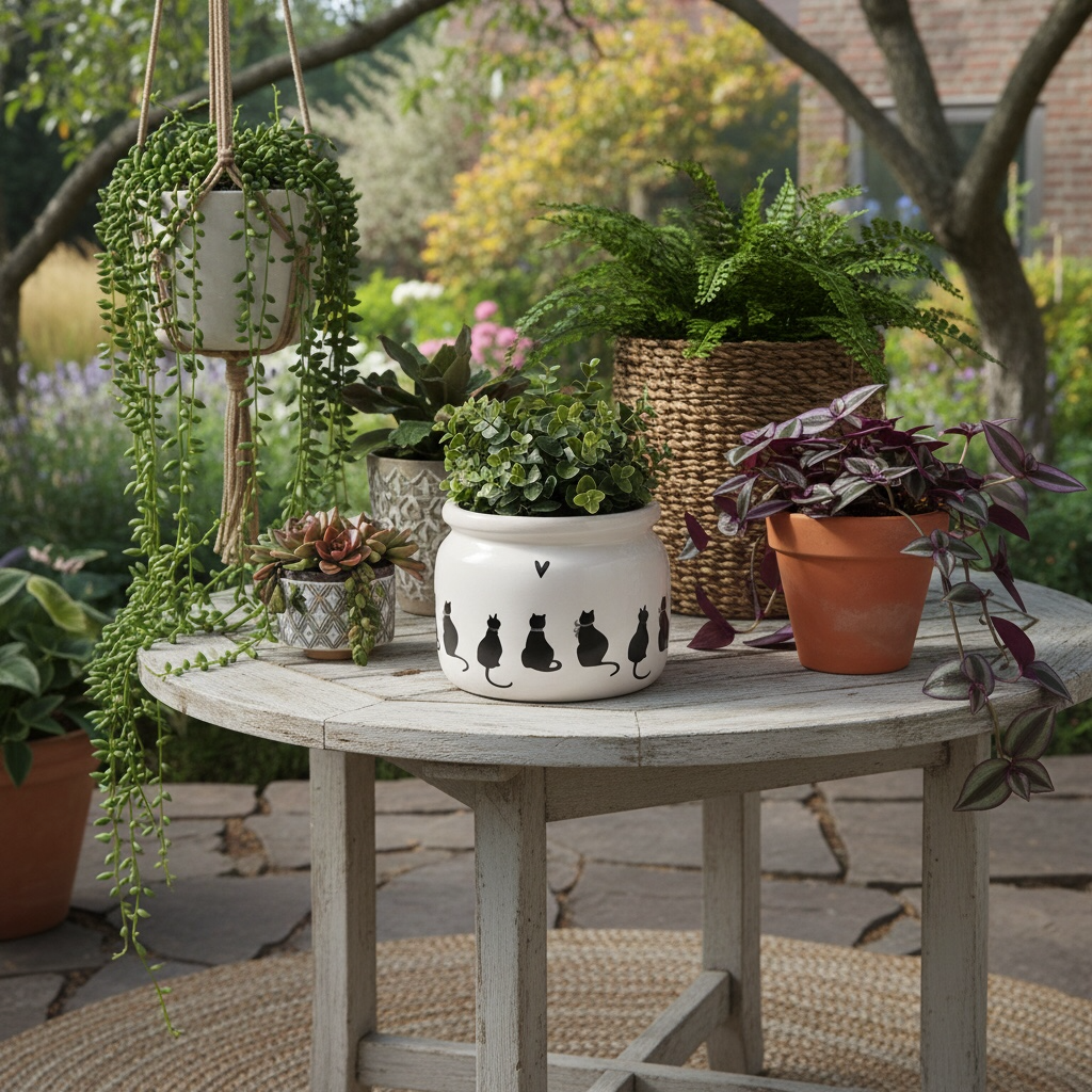 Cat plant pot Ø 20x15 cm