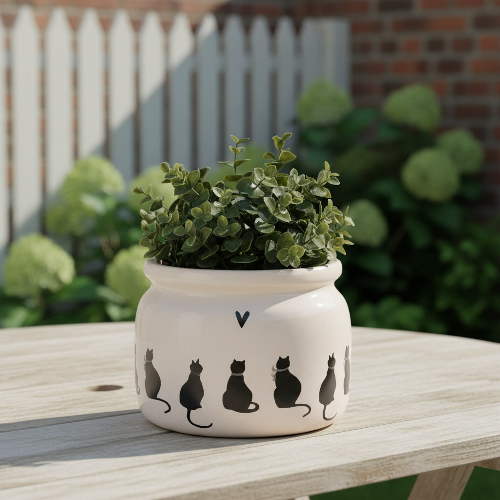 Cat plant pot Ø 20x15 cm