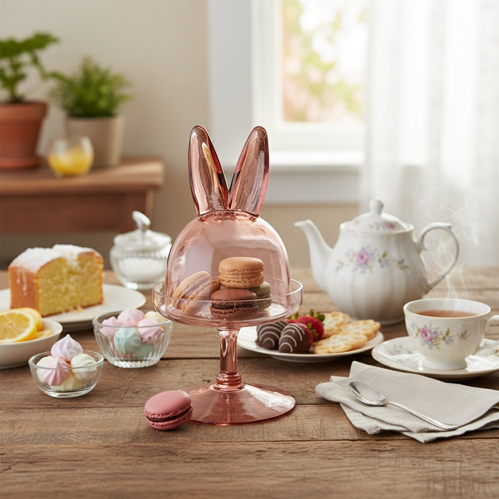 Campana di vetro rosa Coniglio Ø 12x23 cm