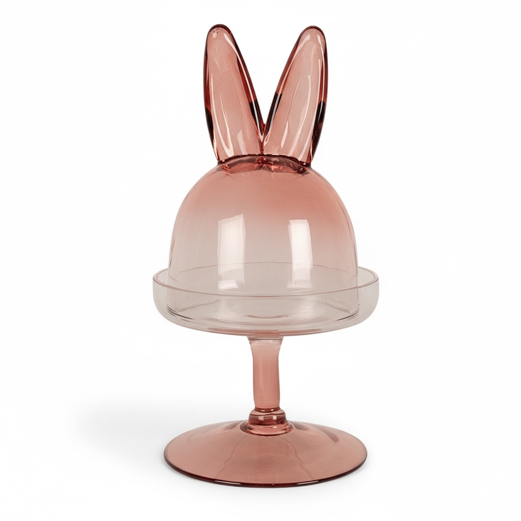 Campana di vetro rosa Coniglio Ø 12x23 cm