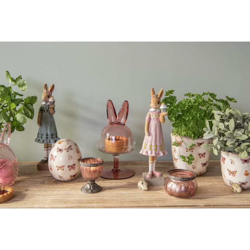 Campana di vetro rosa Coniglio Ø 12x23 cm