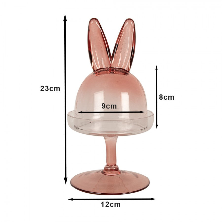 Campana di vetro rosa Coniglio Ø 12x23 cm