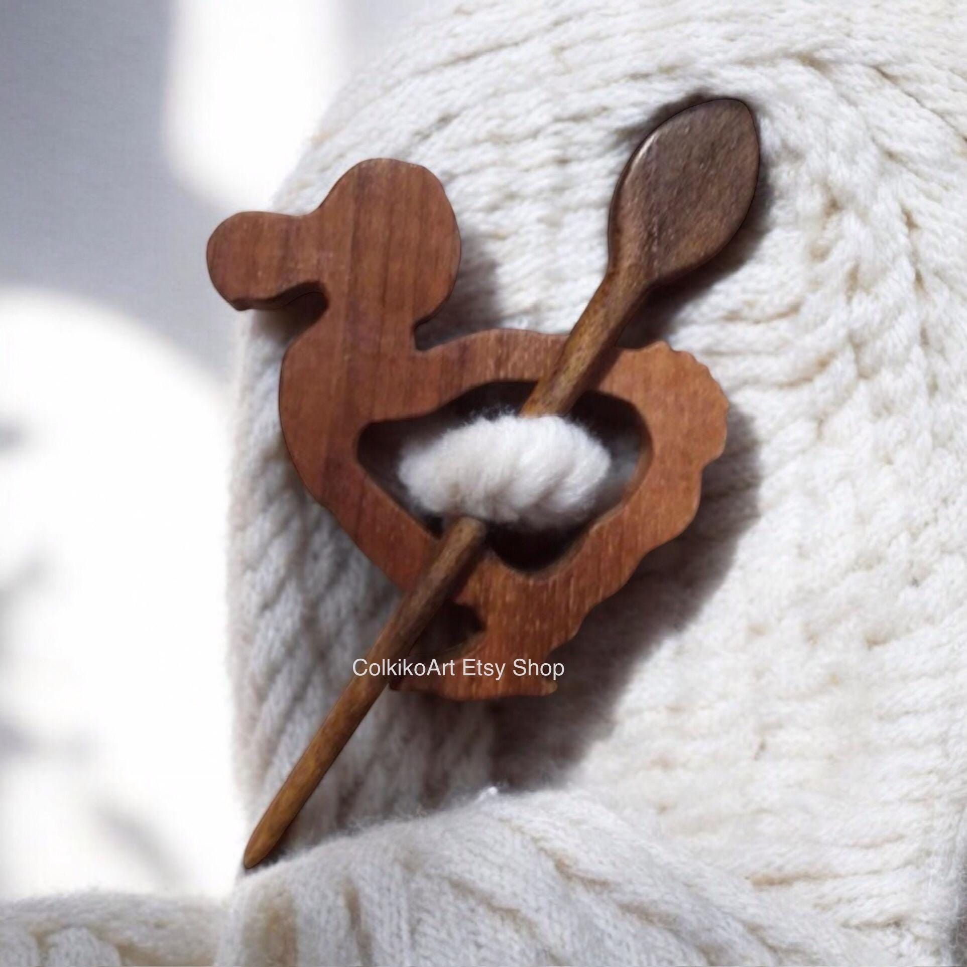Spilla in legno per scialle - Dodo