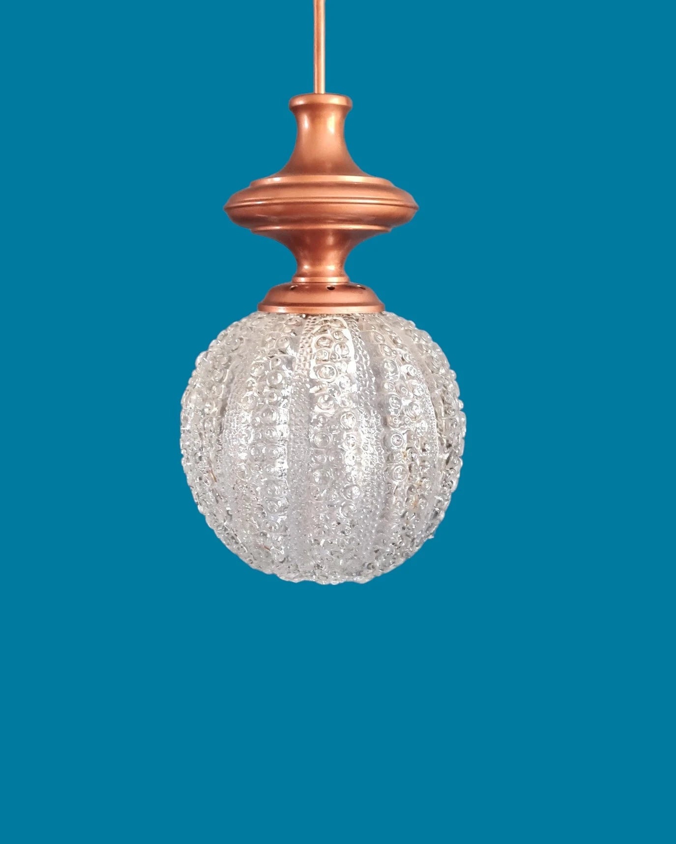 Lustre globe en verre sérigraphié