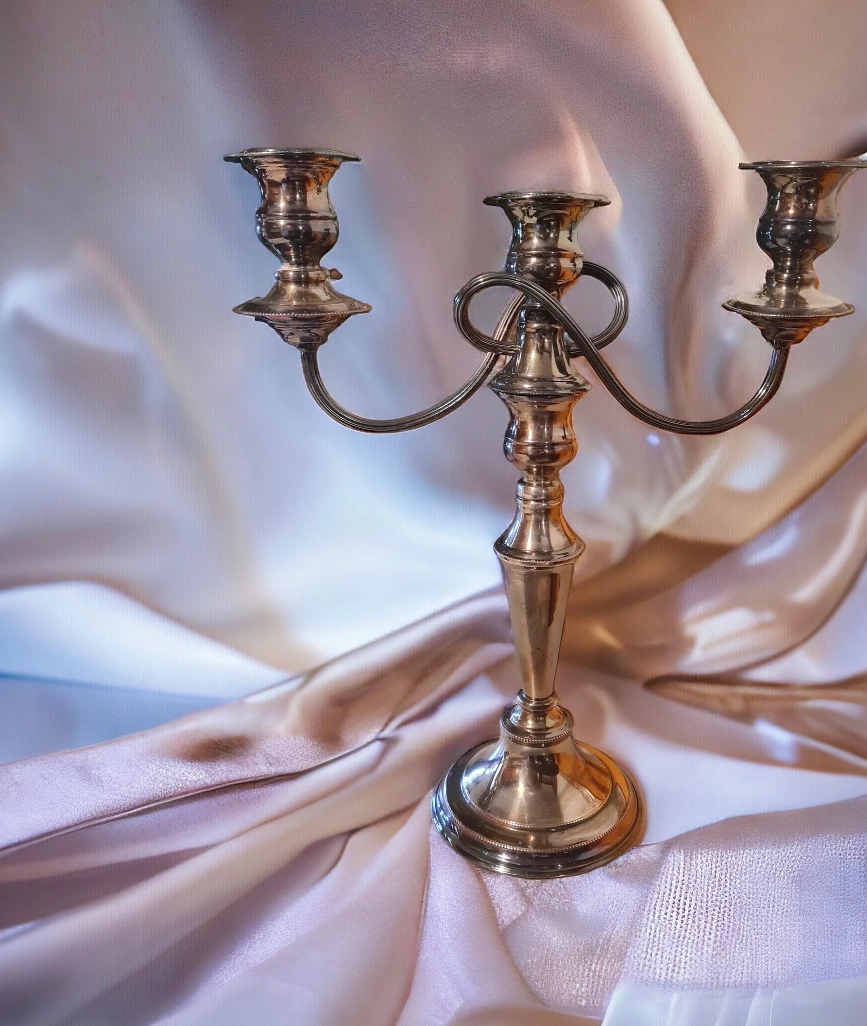 Bougeoir vintage en laiton à 3 bras