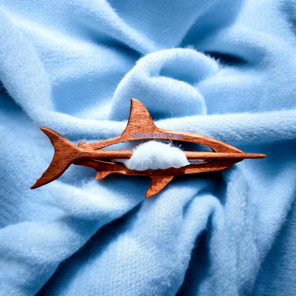 Shark Wooden Shawl Pin, Wood Brooch, Women Gift,Eco friendly Accessory, Jewlery, winter, christmas, handmade
