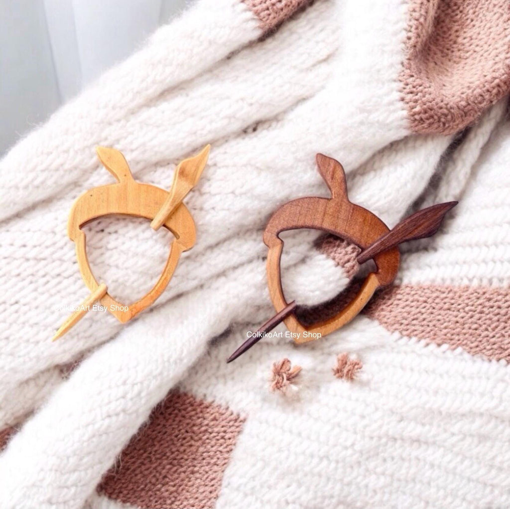 Acorn Wooden Shawl Pin,Brooch,Scarf Pin,Women Gift,Baby girl gift,Eco friendly Accessory, Jewlery