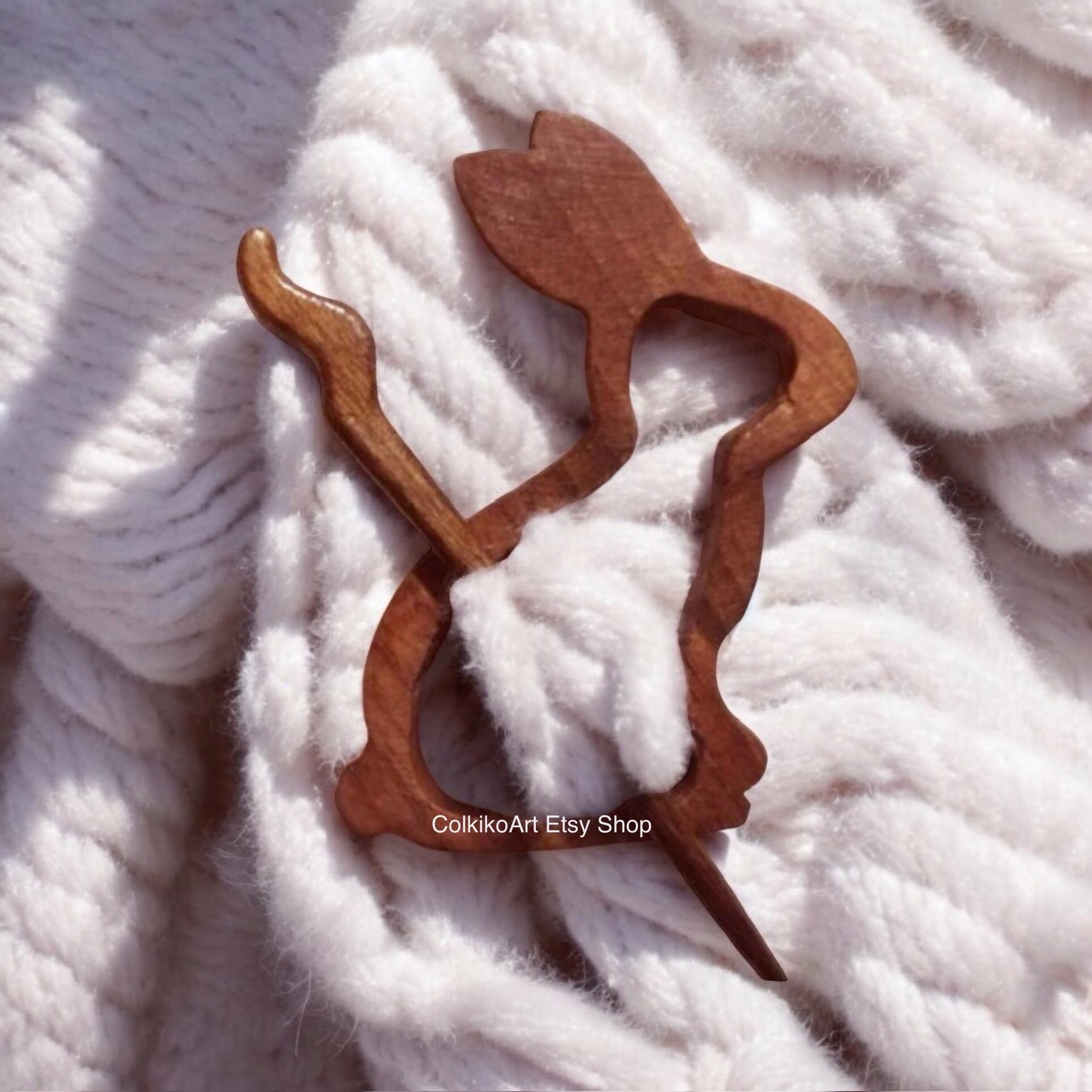 Wooden Shawl Pin, Wood brooch,Wood scarf pin, Women gift, baby girl gift, eco friendly accessory, jewlery, animal, rabbit, rabbit pin,brooch
