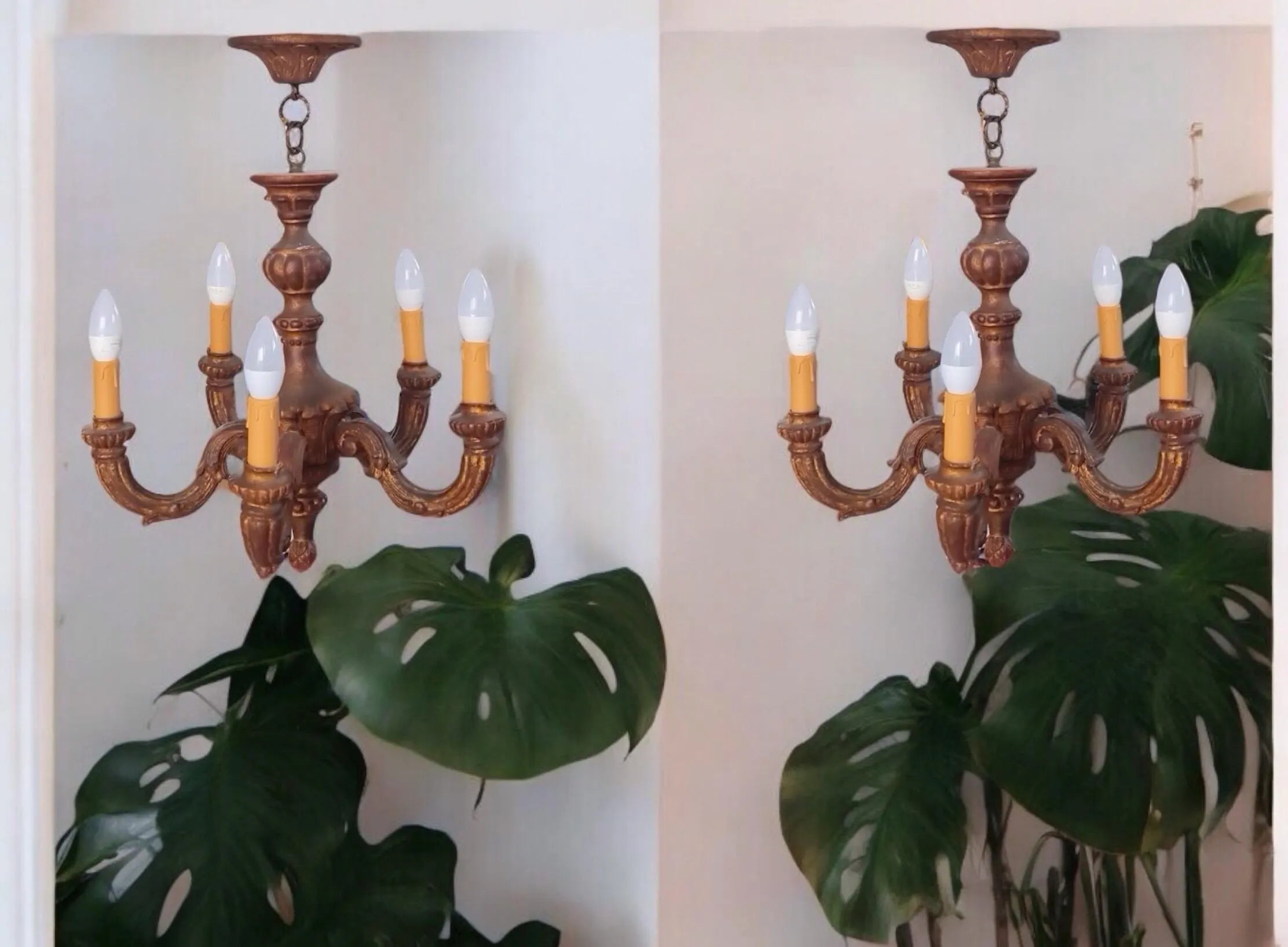 Lustre en bois à 5 bras