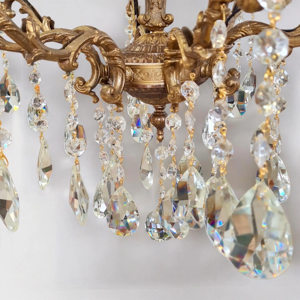 Vintage Italian brass chandelier, 8 arms