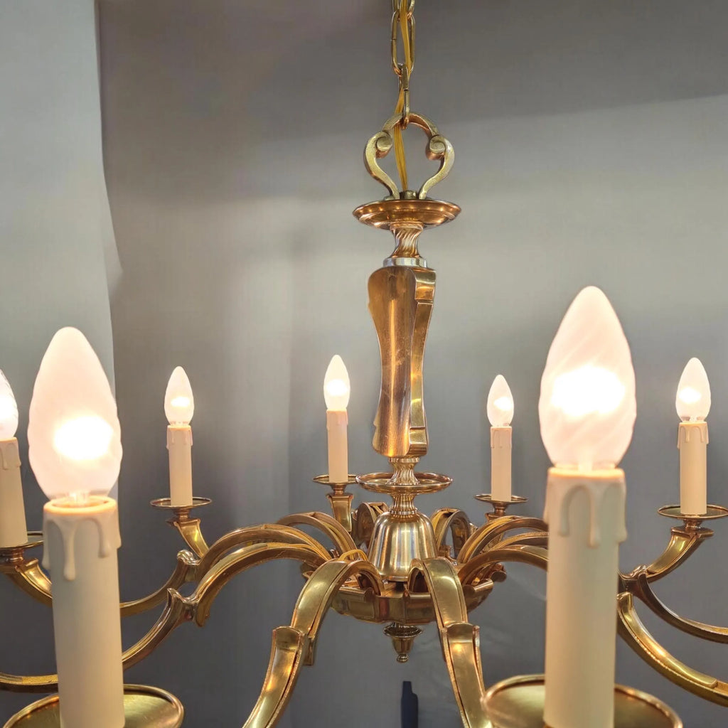 Lampadario in metallo e ottone 10 luci, minimale