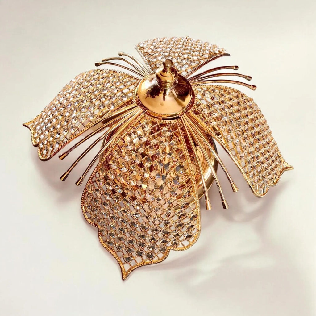 Vintage boho style ceiling light with crystal
