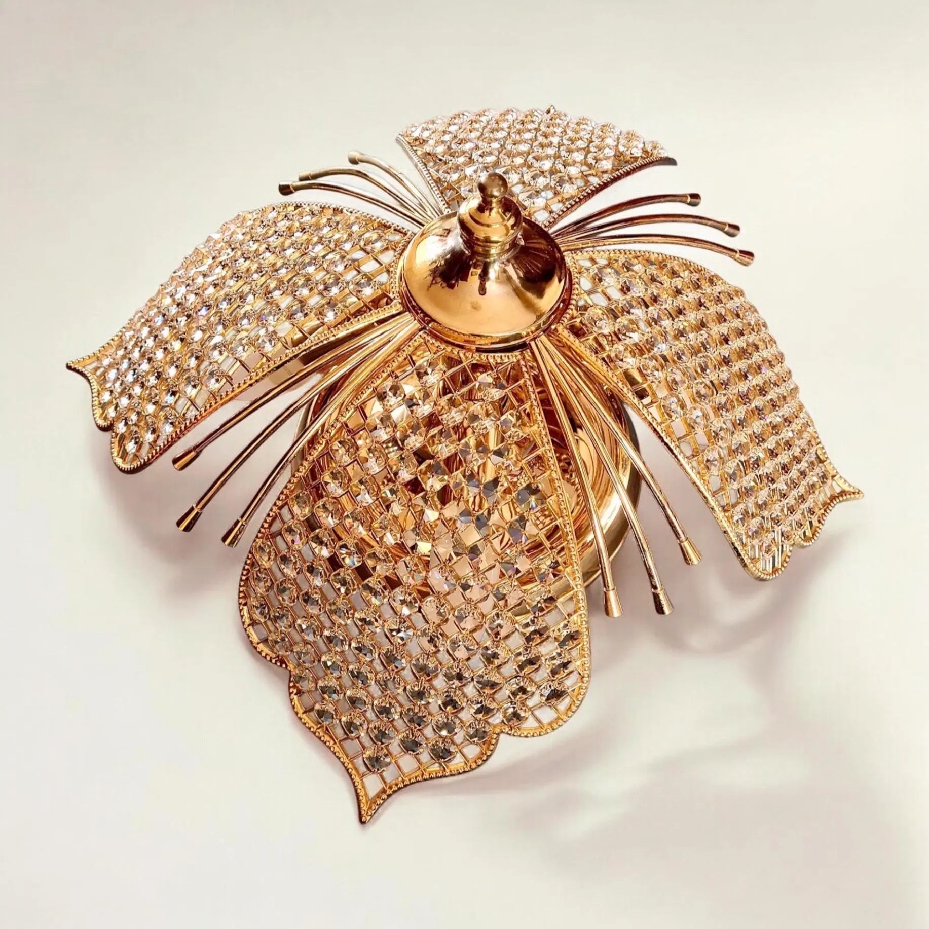 Plafoniera vintage stile boho con cristallo