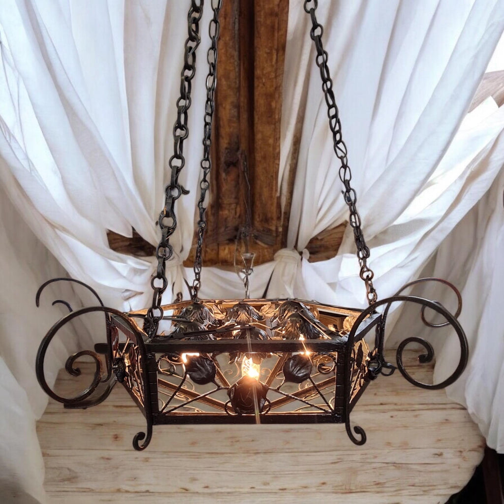 Lampadario vintage 6 luci, stile medievale