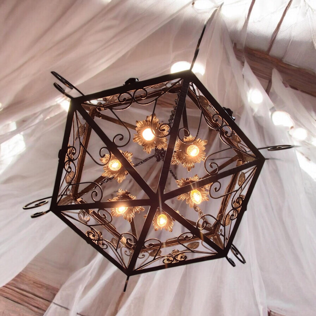 Lampadario vintage 6 luci, stile medievale