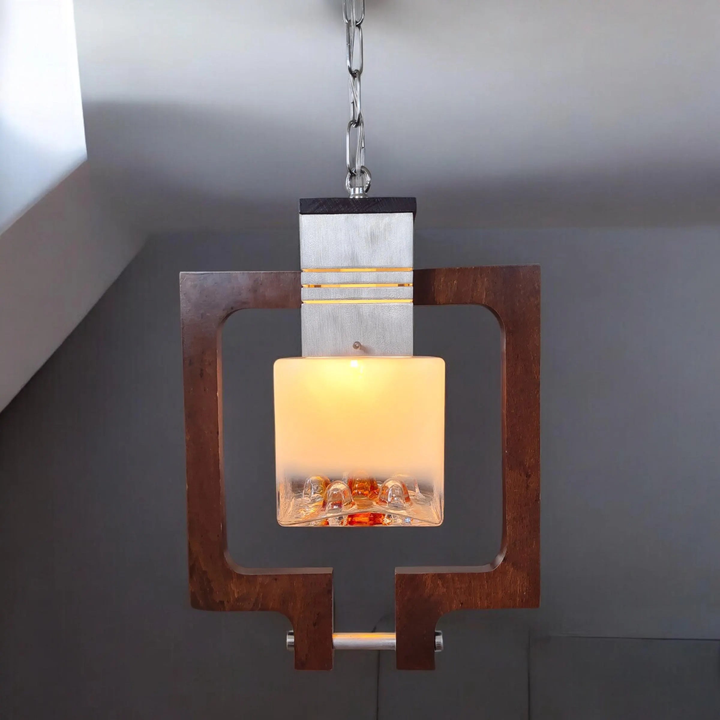 Lustre géométrique de style Sciolari des années 1970