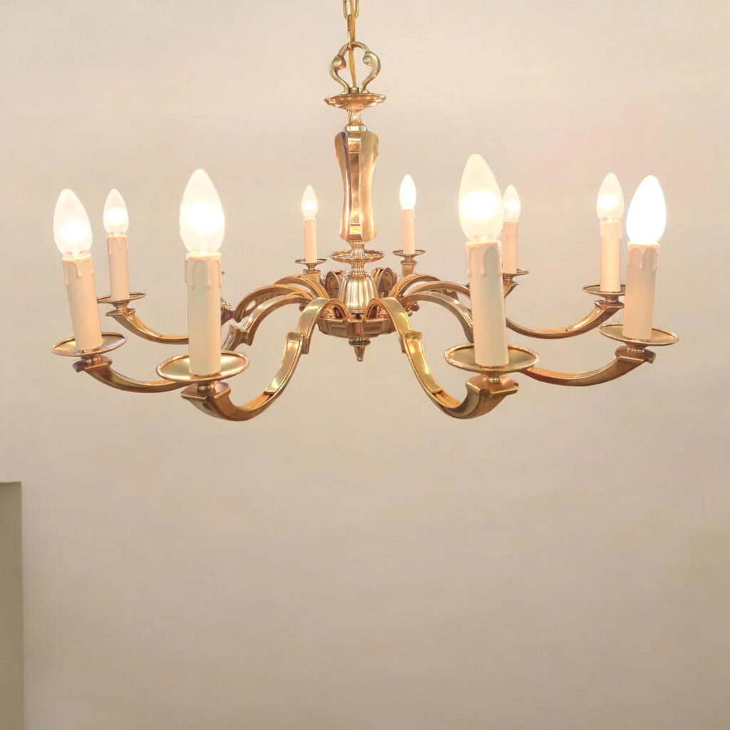 Lampadario in metallo e ottone 10 luci, minimale