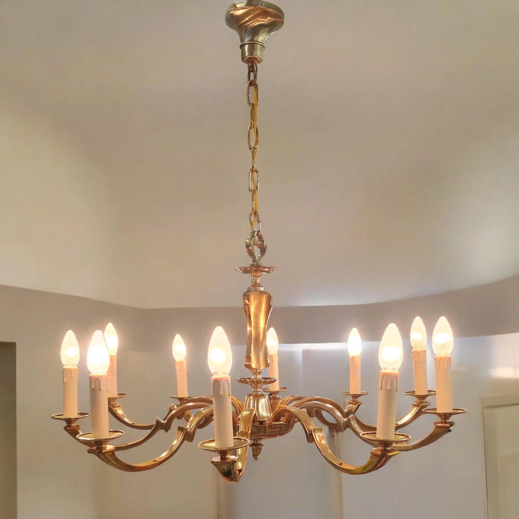 Lampadario in metallo e ottone 10 luci, minimale