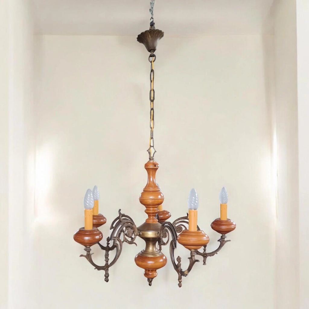Lampadario italiano d'epoca a 5 braccia, anni '50
