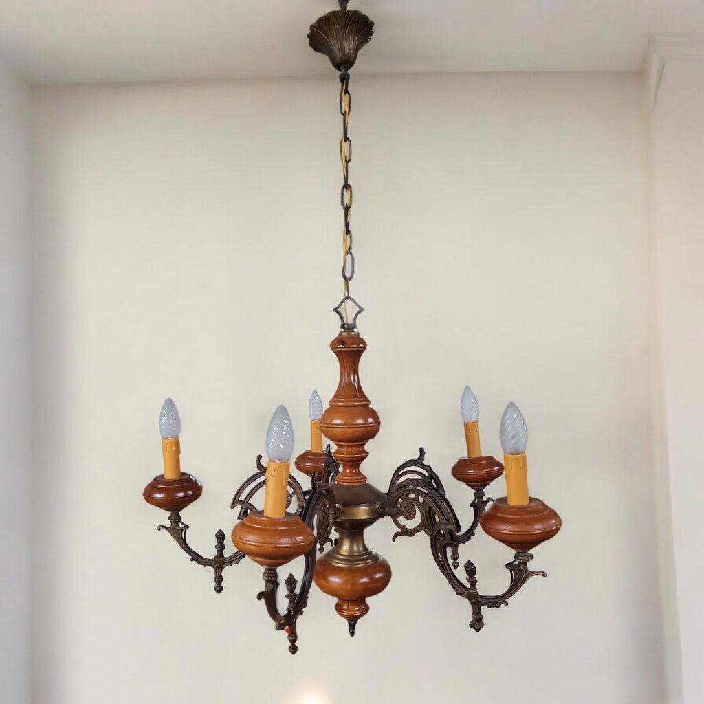 Lampadario italiano d'epoca a 5 braccia, anni '50