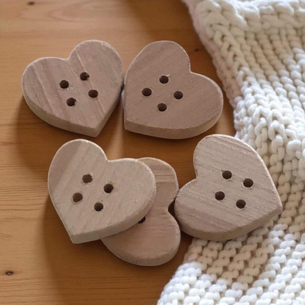Multiple Handmade wooden buttons heart