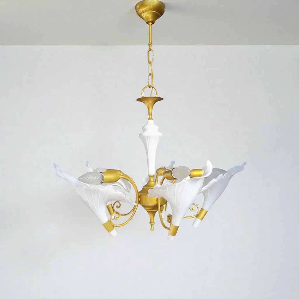 Lustre floral en céramique en forme de lustre à lustre, orné de fleurs