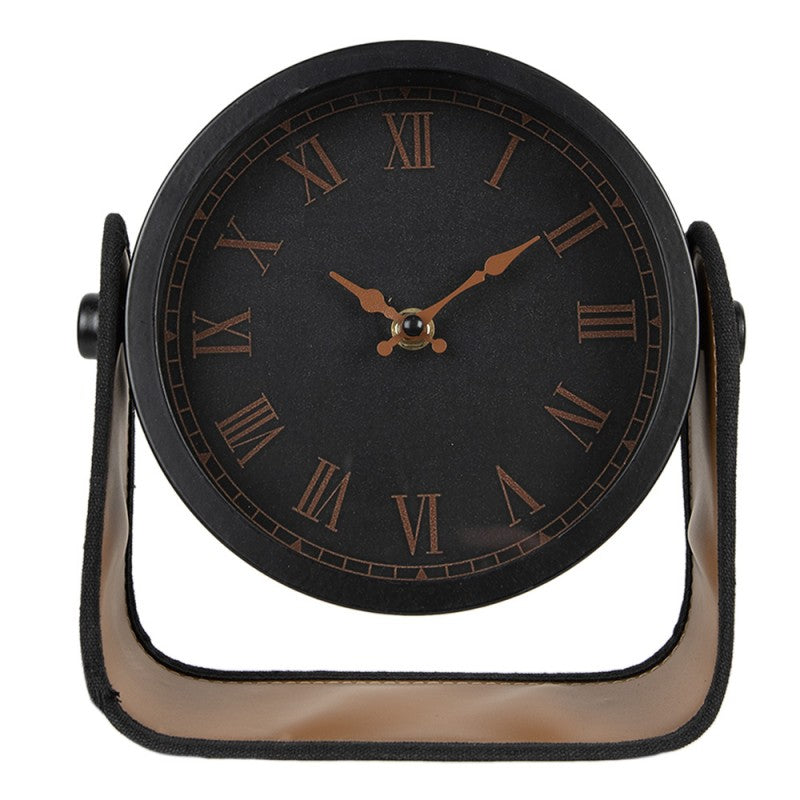 Orologio da tavolo 22 cm Nero Marrone Ferro Orologio da tavolo interni