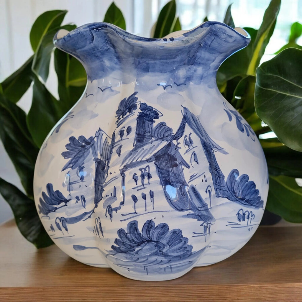 Three hand-painted ceramic vases from around 1980