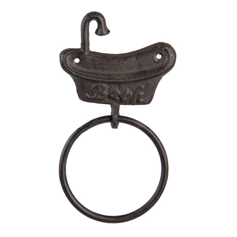 Portasciugamani Vasca da bagno 12x2x22 cm Marrone Metallo Gancio per asciugamano