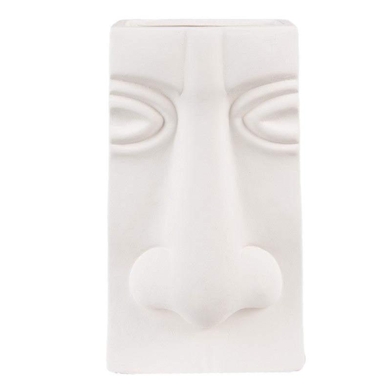 Vaso Faccia 15x9x25 cm Bianco Ceramica Vaso di decorazione