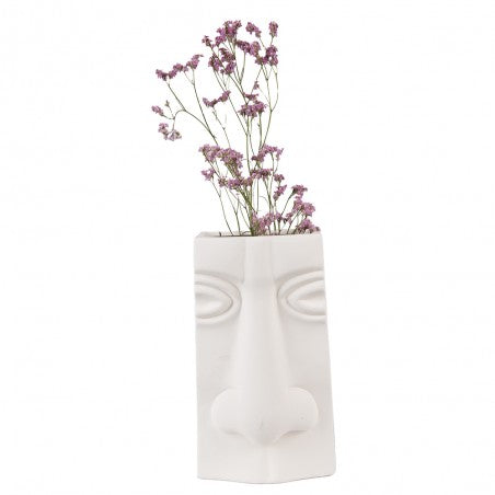 Vaso Faccia 15x9x25 cm Bianco Ceramica Vaso di decorazione